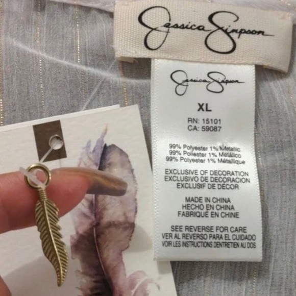 Jessica Simpson Metallic Trim Caftan Cover Up - New Women |White | Size: XL - Picture 8 of 9